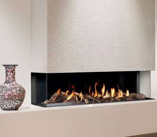 Modern energy-efficient gas fireplace installation
