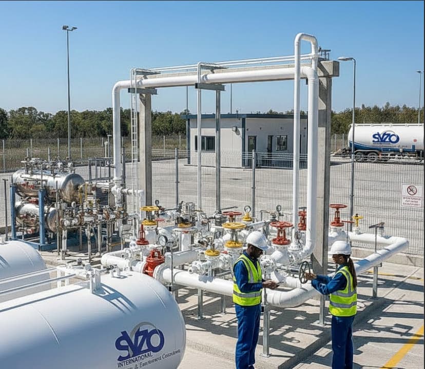 Syzo engineers commissioning LPG storage and fixed pipework at a Kenyan site